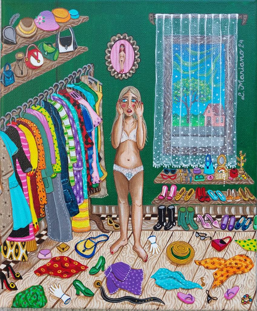 "She buy clothes to work and she works to buy clothes" - 25x30 - 2024 - Luciana Mariano©